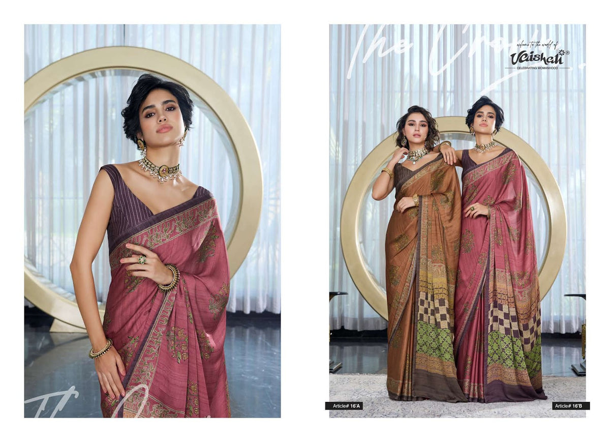 The Crown Vaishali Fashions Pure Crape Sarees Wholesale Price