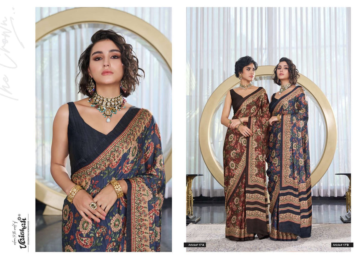 The Crown Vaishali Fashions Pure Crape Sarees Wholesale Price