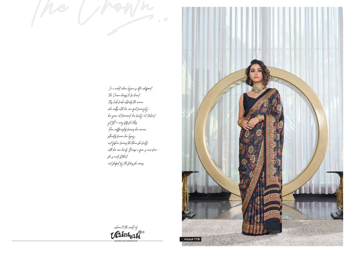 The Crown Vaishali Fashions Pure Crape Sarees Wholesale Price
