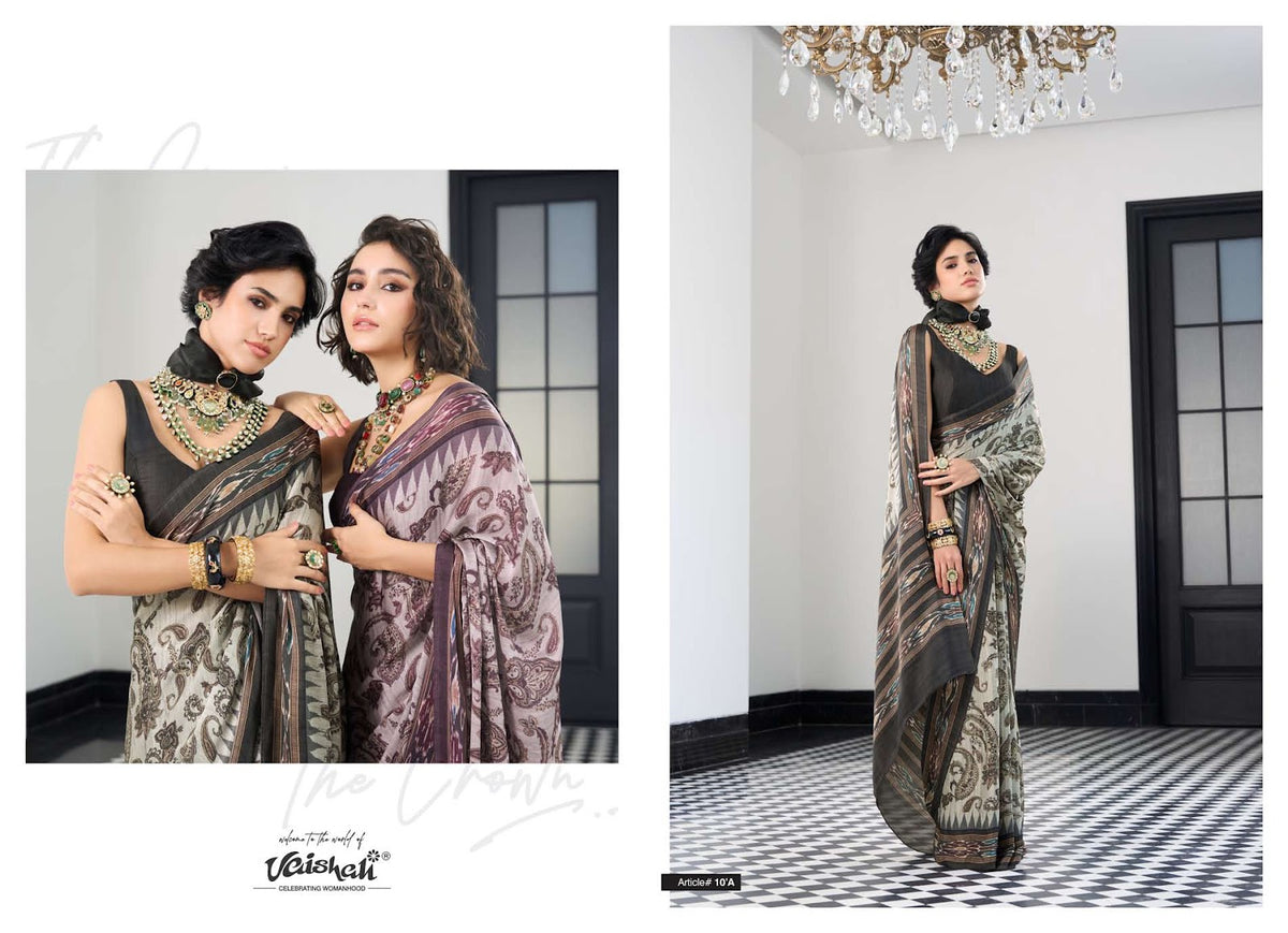 The Crown Vaishali Fashions Pure Crape Sarees Wholesale Price