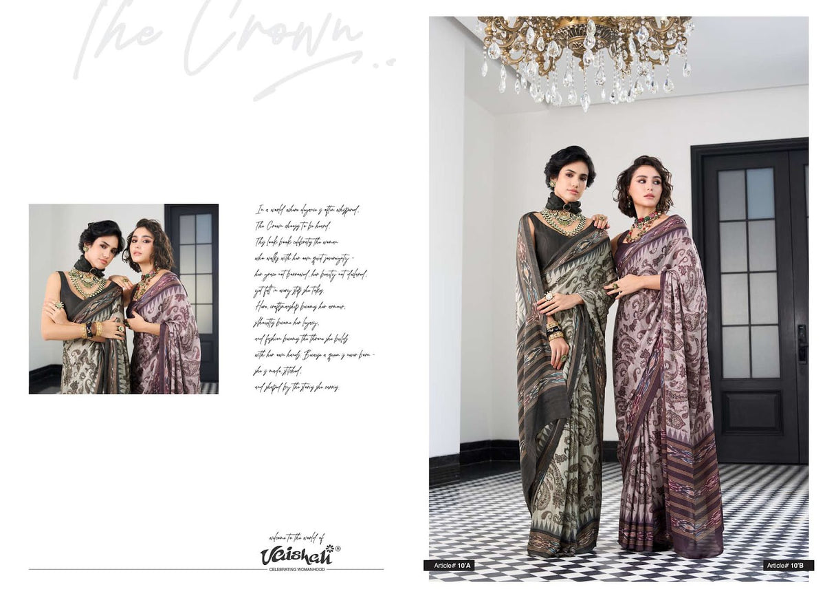 The Crown Vaishali Fashions Pure Crape Sarees Wholesale Price