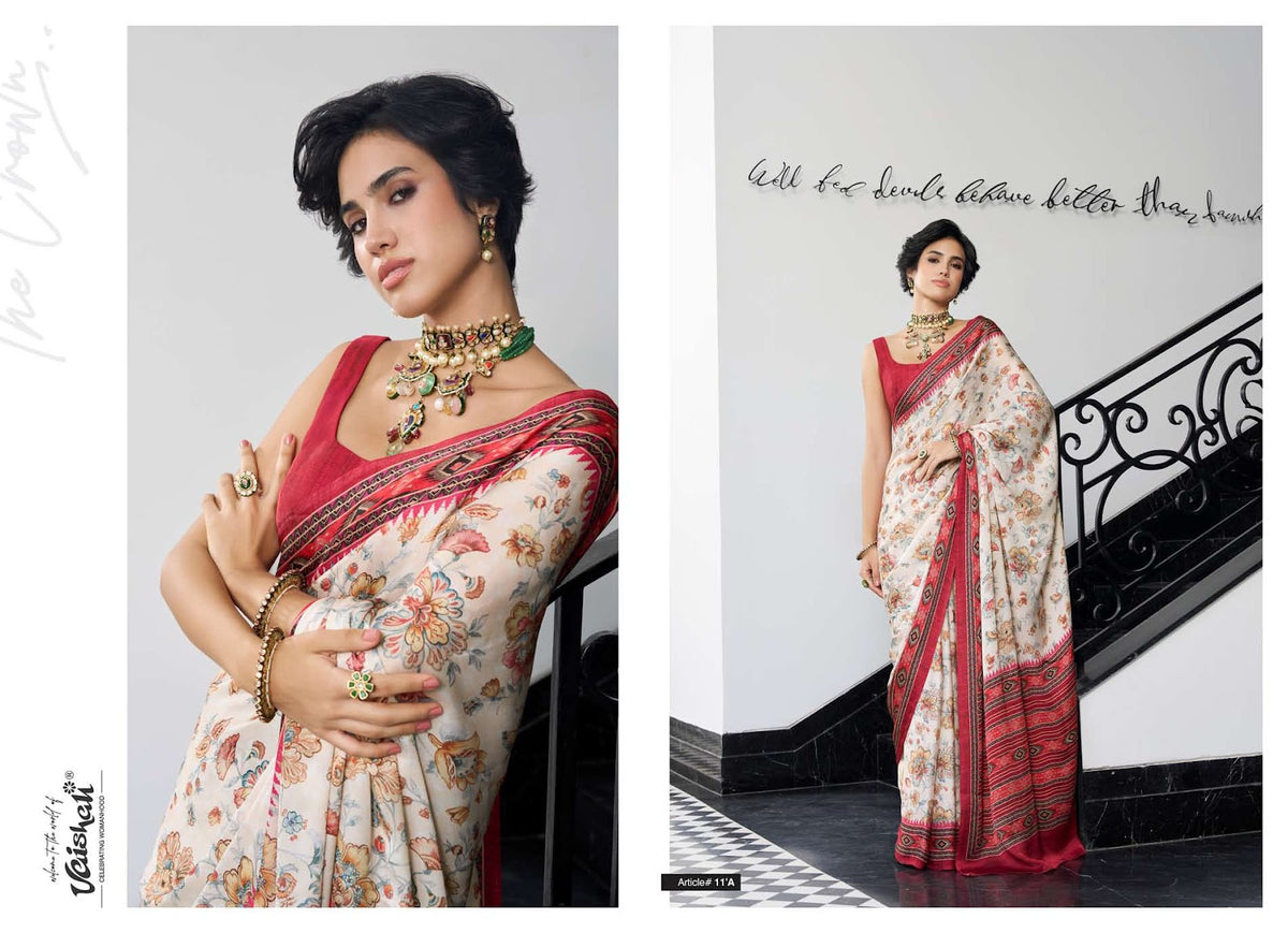 The Crown Vaishali Fashions Pure Crape Sarees Wholesale Price