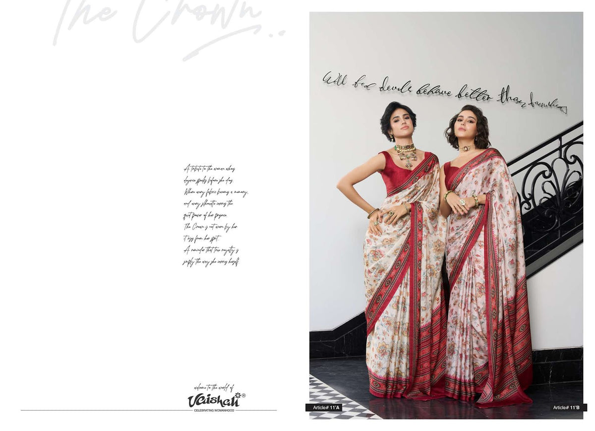 The Crown Vaishali Fashions Pure Crape Sarees Wholesale Price