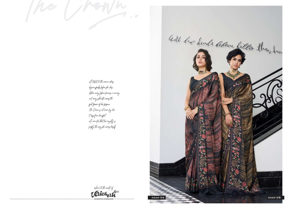 The Crown Vaishali Fashions Pure Crape Sarees Wholesale Price