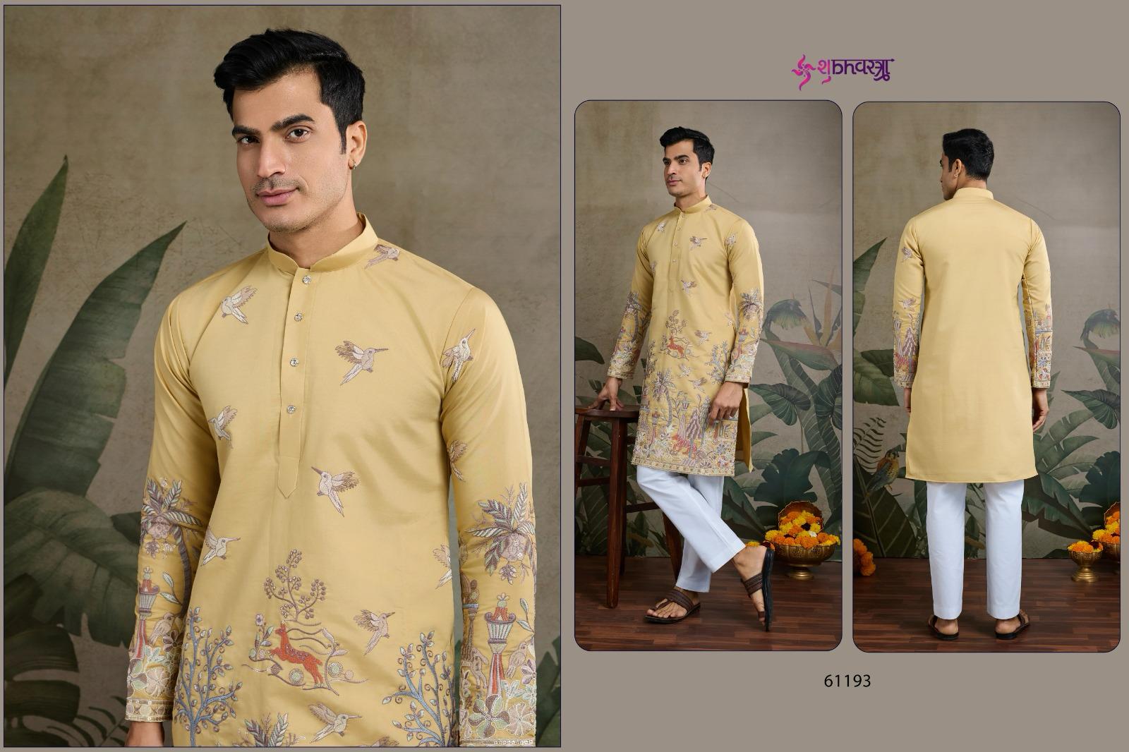 The Desi Edit 61191-61196 Shubhvastra Viscose Silk Mens Kurta Exporter India