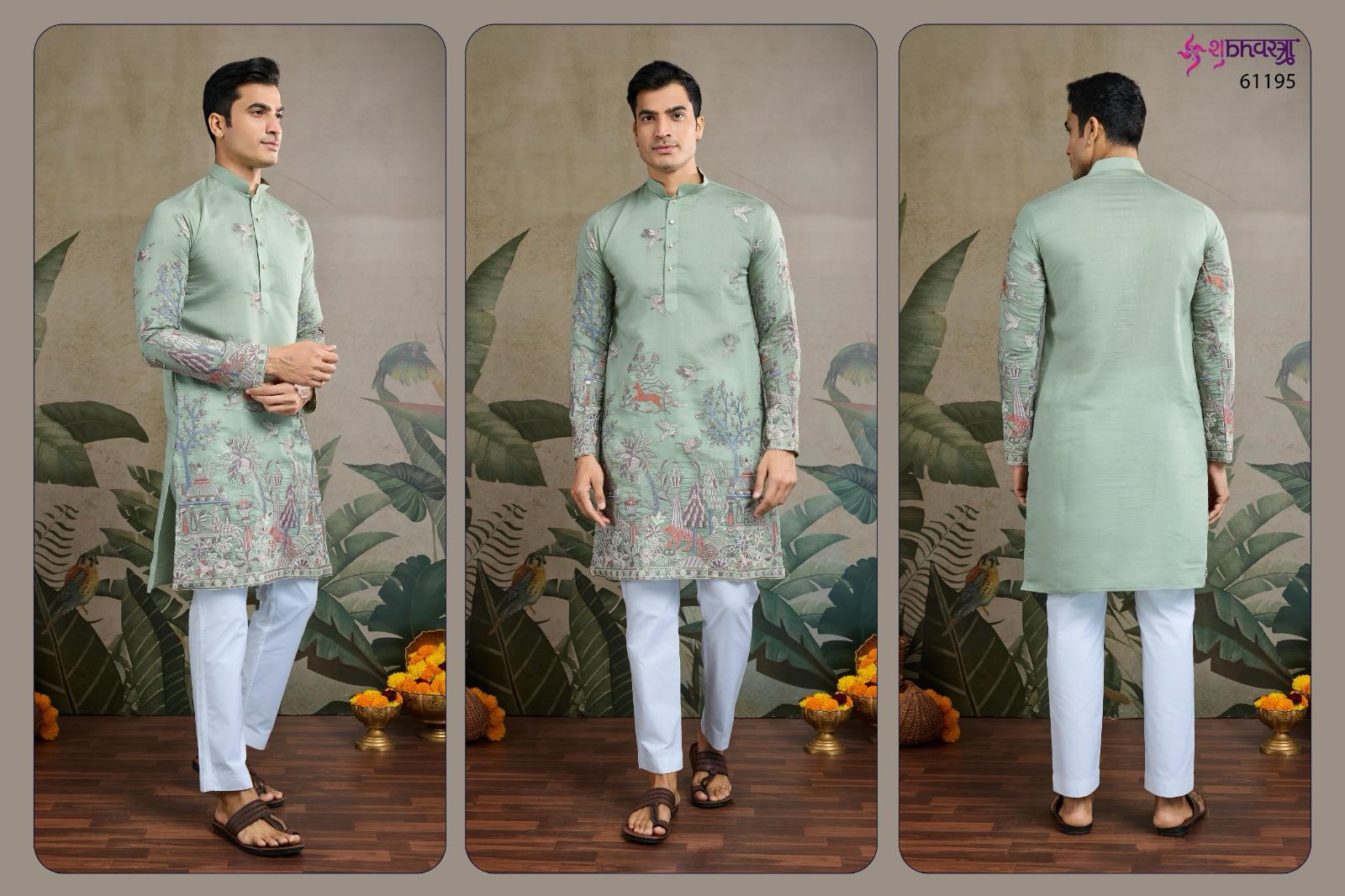The Desi Edit 61191-61196 Shubhvastra Viscose Silk Mens Kurta Exporter India