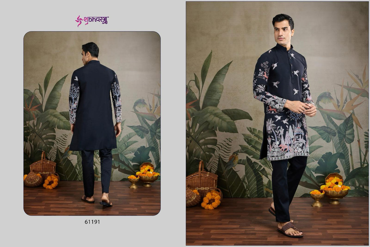 The Desi Edit 61191-61196 Shubhvastra Viscose Silk Mens Kurta Exporter India