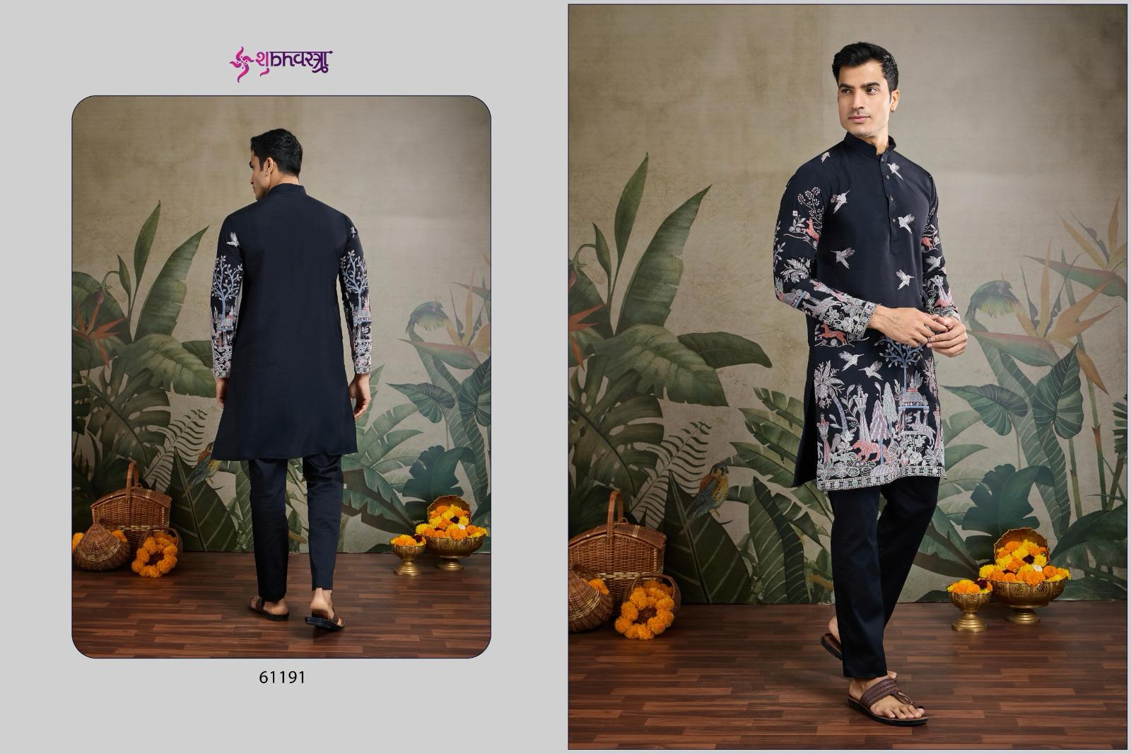 The Desi Edit 61191-61196 Shubhvastra Viscose Silk Mens Kurta Exporter India