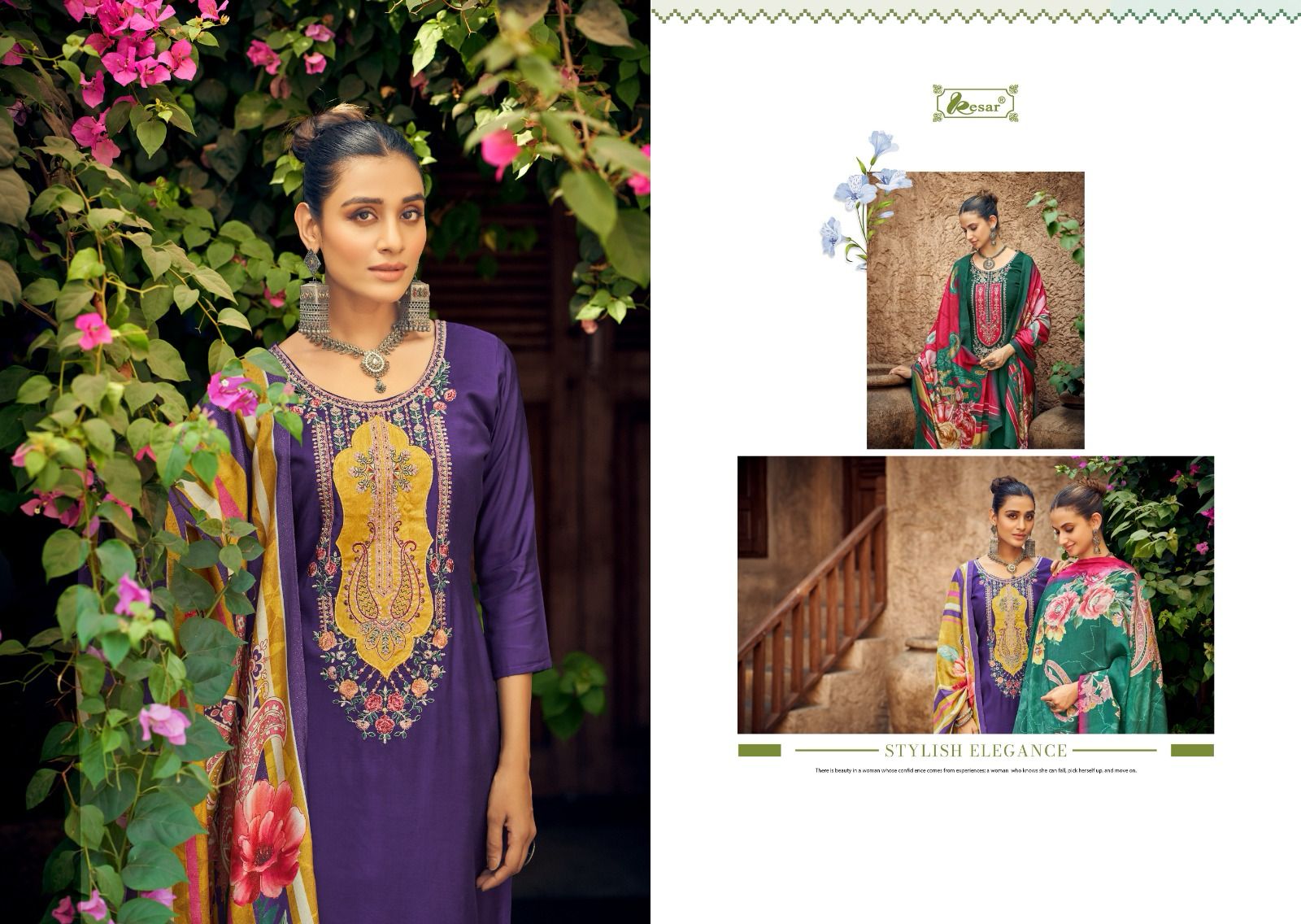 The Eknoor Choice Kesar Viscose Muslin Karachi Salwar Suits Exporter