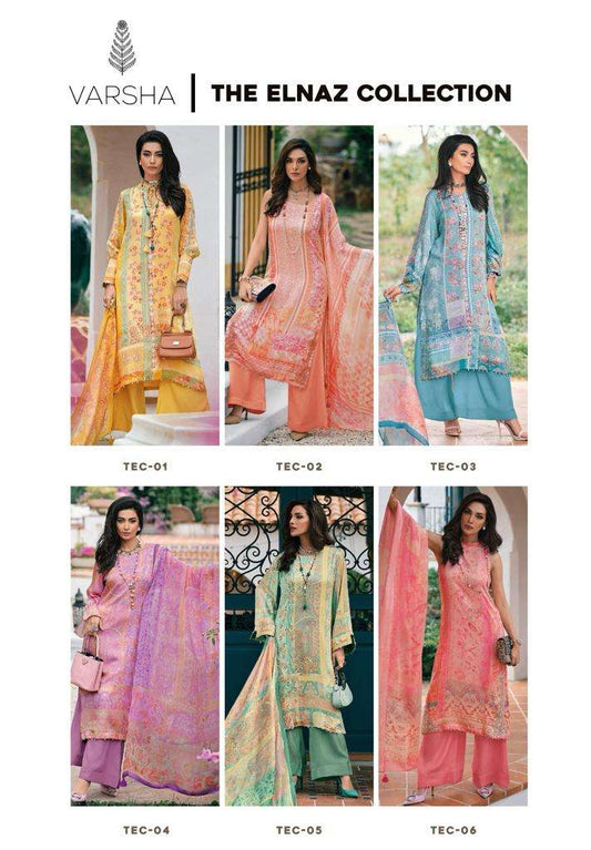 The Elnaz Colletion Varsha Fashions Satin Plazzo Style Suits Manufacturer Ahmedabad