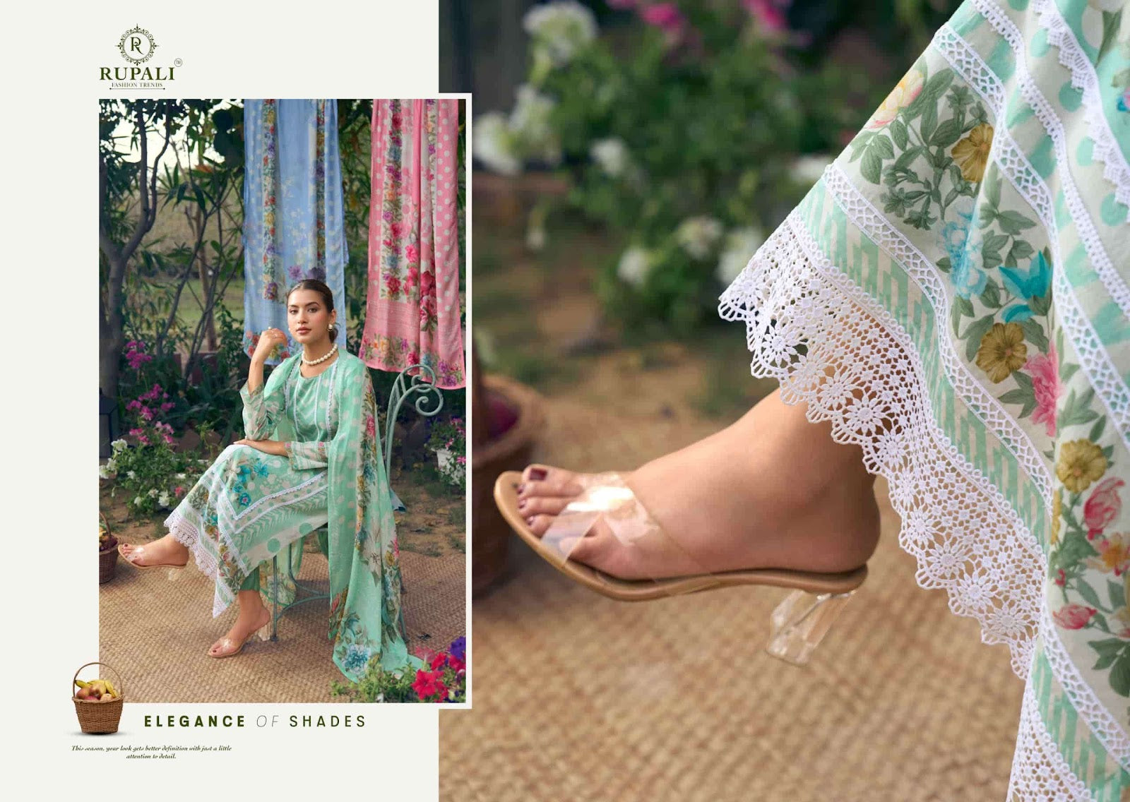 The Lost Garden Rupali Cambric Lawn Pant Style Suits Wholesaler Gujarat