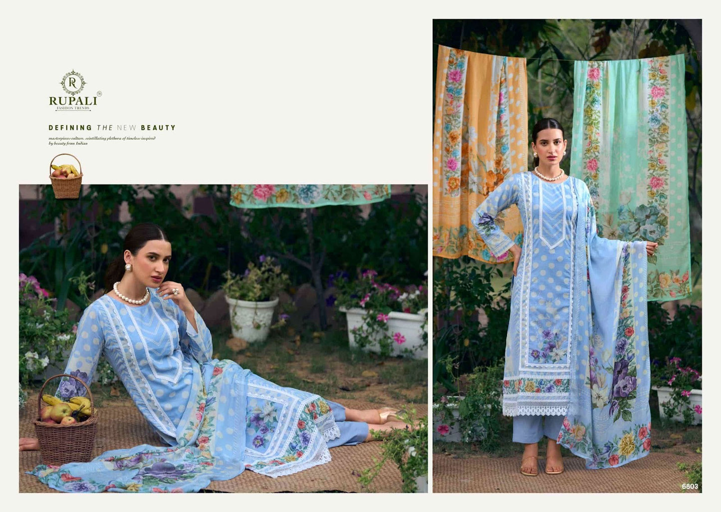 The Lost Garden Rupali Cambric Lawn Pant Style Suits Wholesaler Gujarat