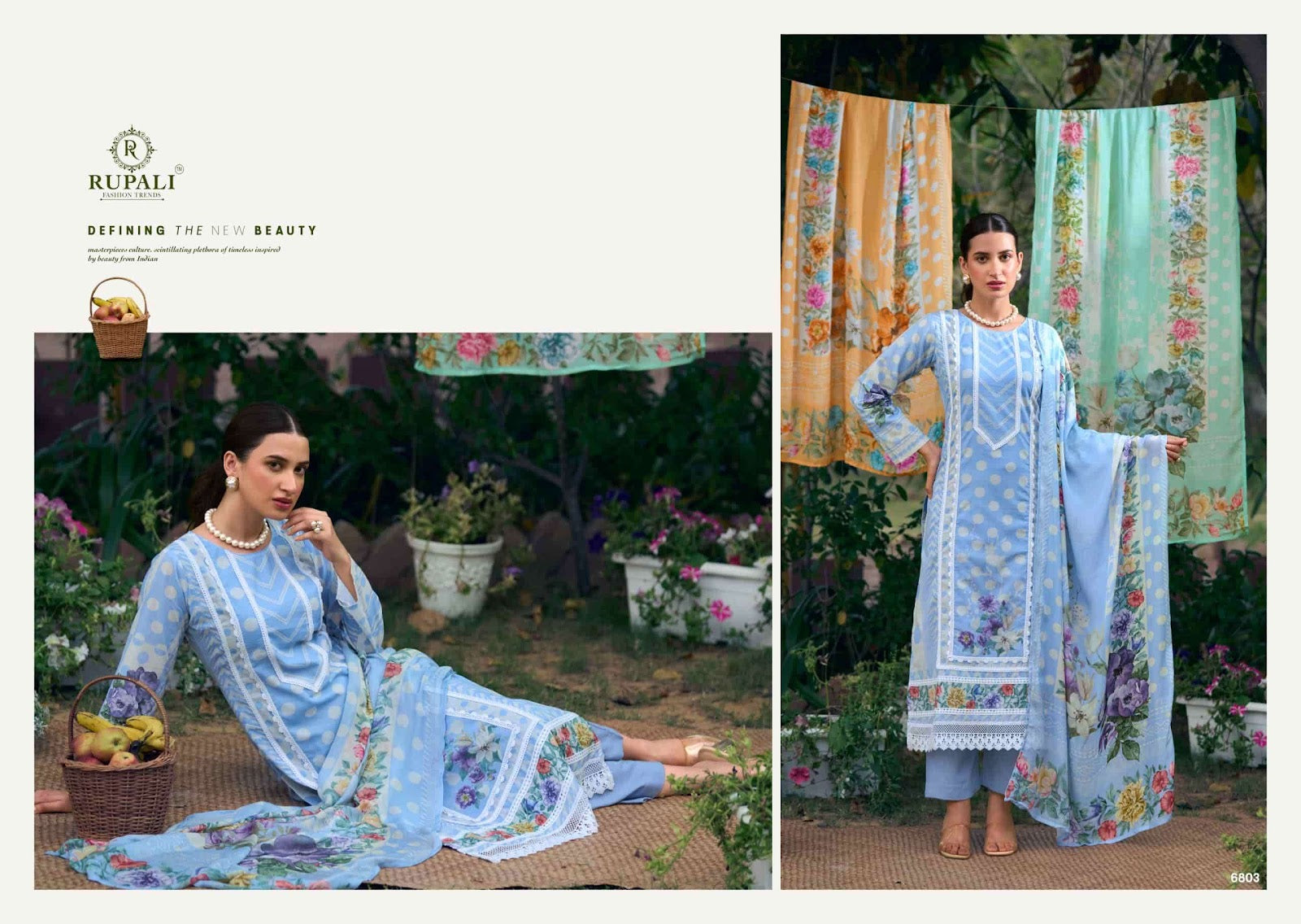 The Lost Garden Rupali Cambric Lawn Pant Style Suits Wholesaler Gujarat