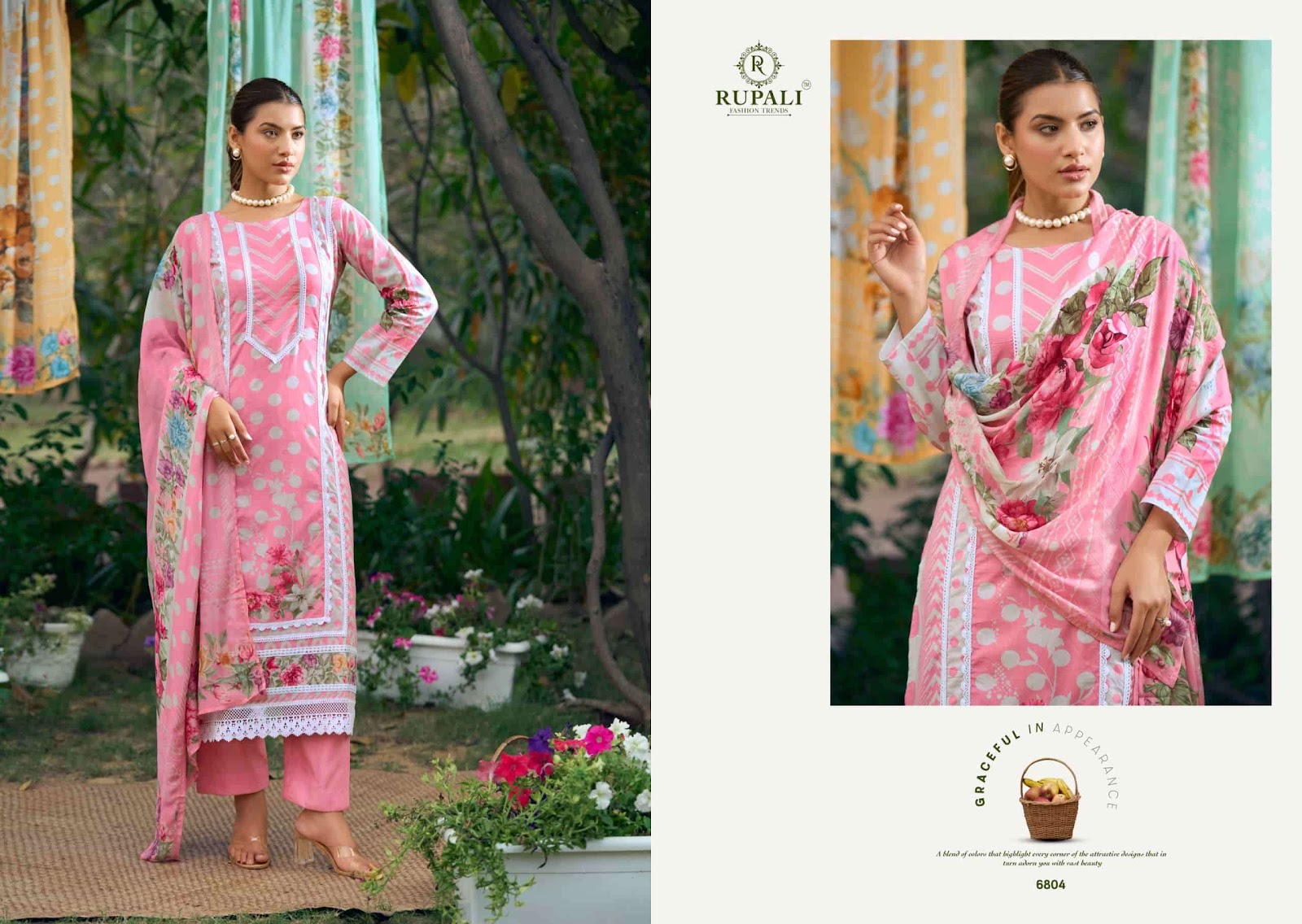 The Lost Garden Rupali Cambric Lawn Pant Style Suits Wholesaler Gujarat