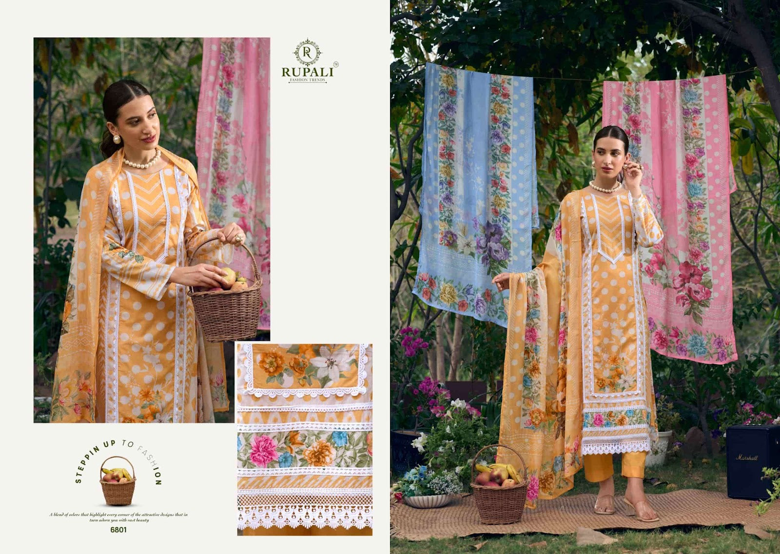 The Lost Garden Rupali Cambric Lawn Pant Style Suits Wholesaler Gujarat
