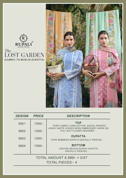 The Lost Garden Rupali Cambric Lawn Pant Style Suits Wholesaler Gujarat