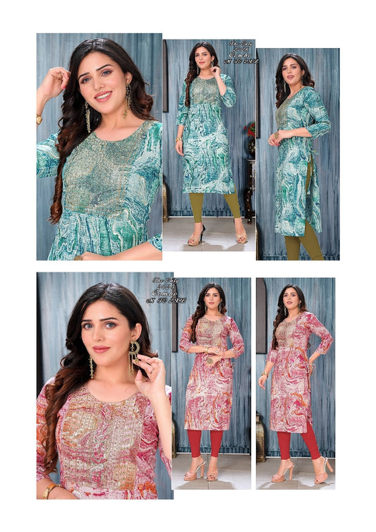 The Only Mlm Kalash Lifestyle Rayon 14Kg Straight Cut Kurtis Exporter Ahmedabad
