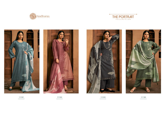 The Portrait Sadhana Muslin Silk Pant Style Suits Wholesale Price