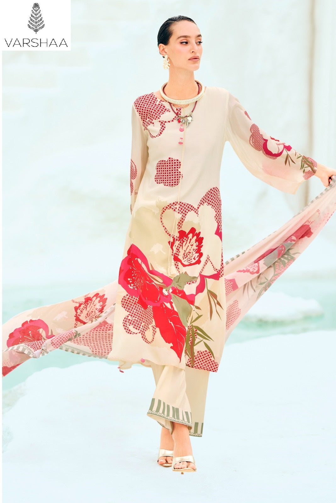 The Print Discostar Varshaa Crape Silk Pant Style Suits Wholesale Price