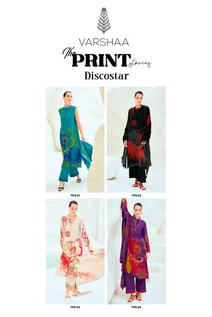 The Print Discostar Varshaa Crape Silk Pant Style Suits Wholesale Price