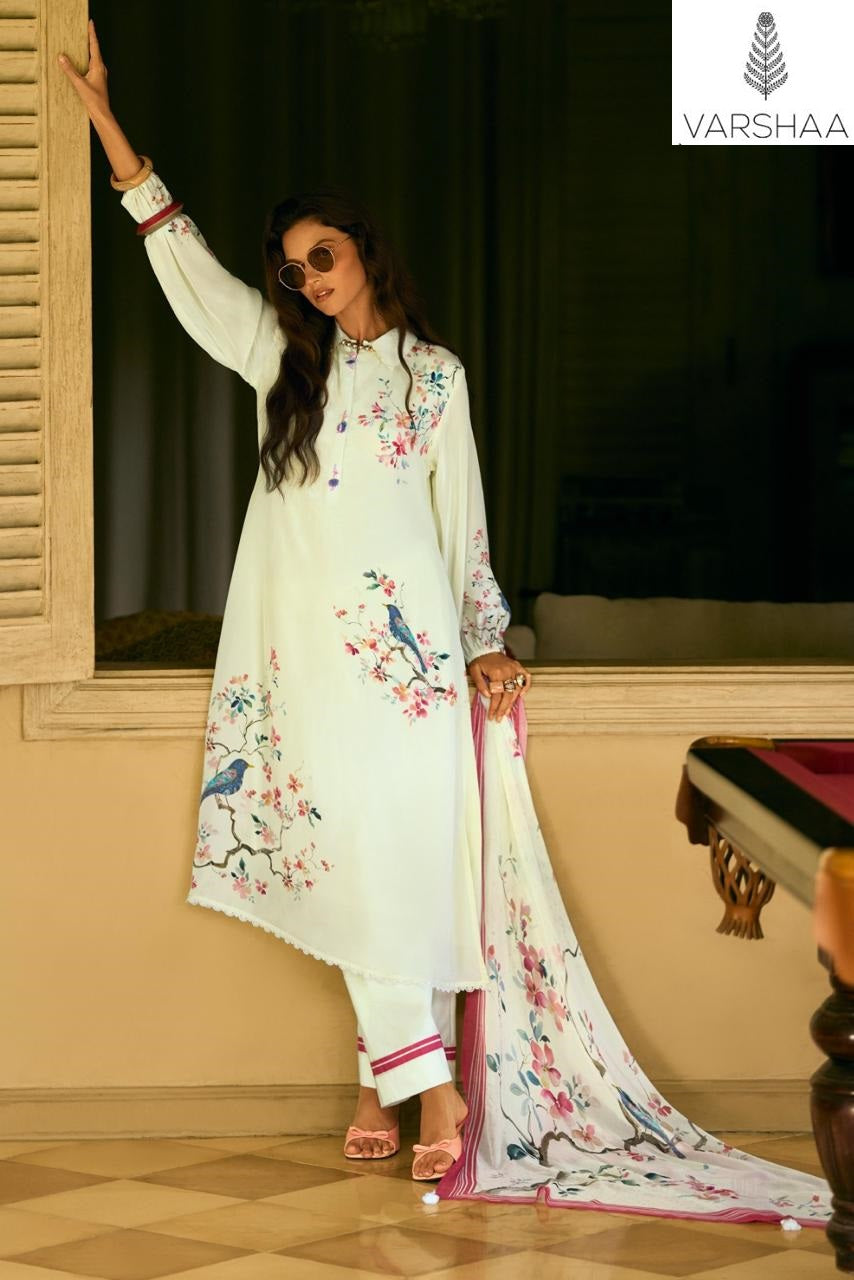 The Print Love In Jaipur Varshaa Crape Silk Pant Style Suits Supplier Gujarat