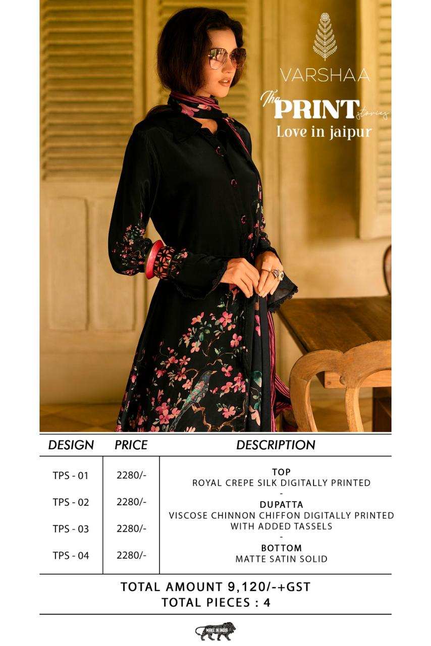 The Print Love In Jaipur Varshaa Crape Silk Pant Style Suits Supplier Gujarat