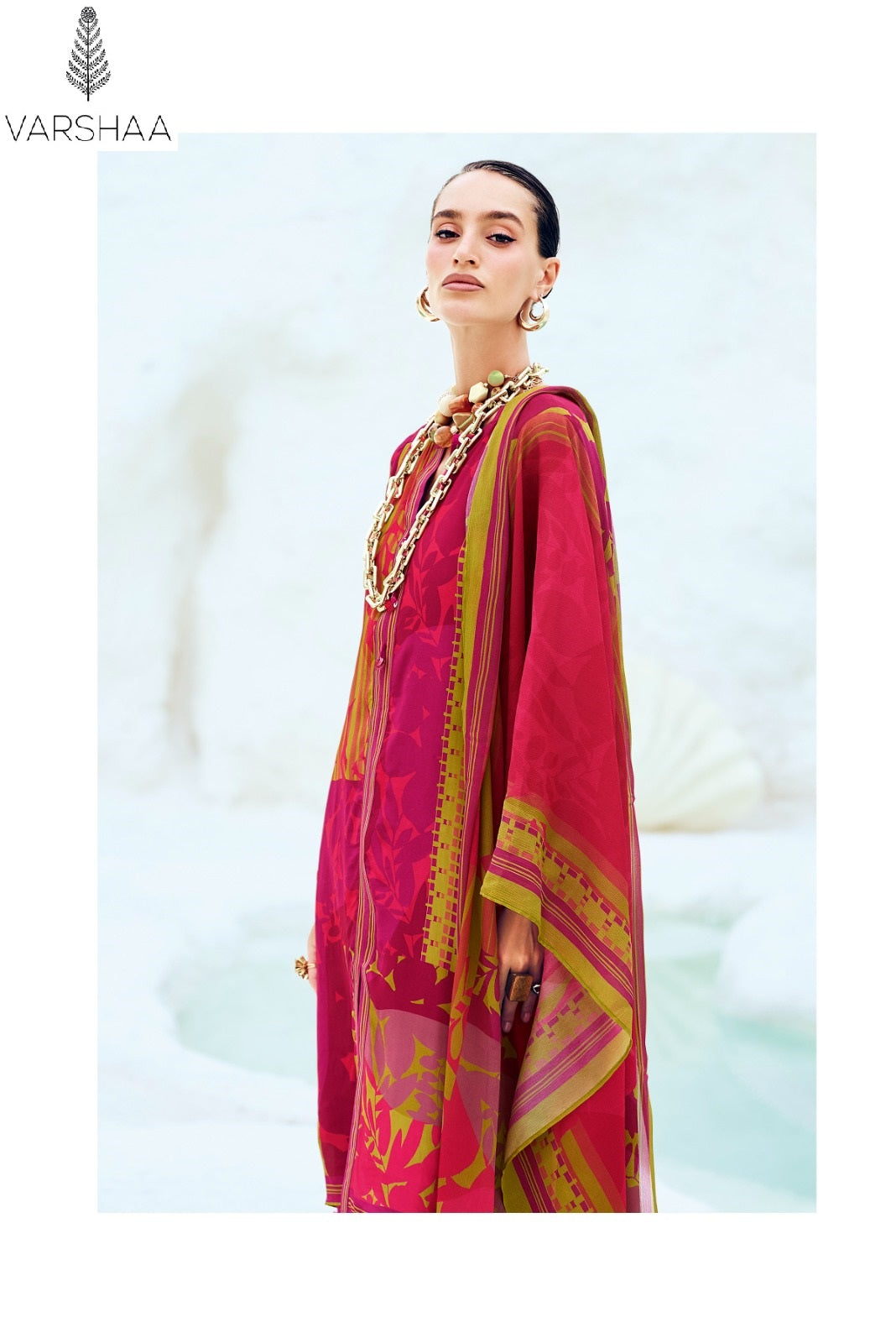 The Print Passion Fruit Varshaa Viscose Satin Pant Style Suits Wholesaler