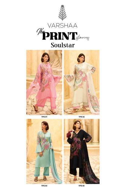 The Print Soulstar Varshaa Royal Silk Plazzo Style Suits Manufacturer India