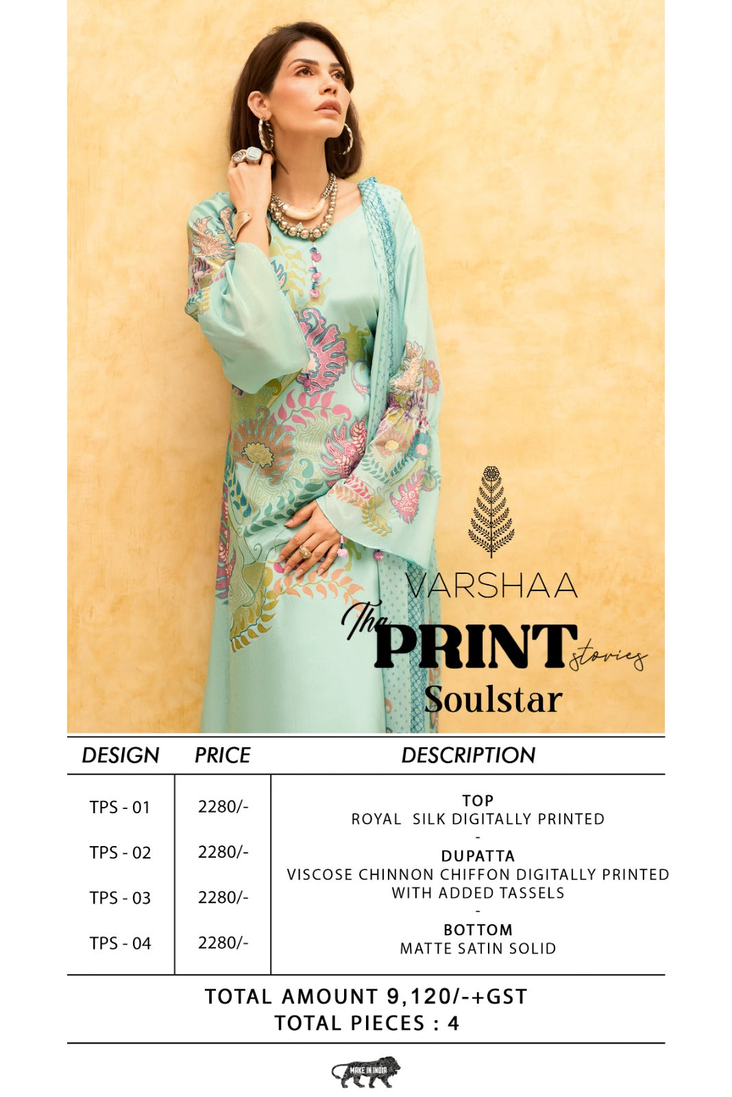The Print Soulstar Varshaa Royal Silk Plazzo Style Suits Manufacturer India