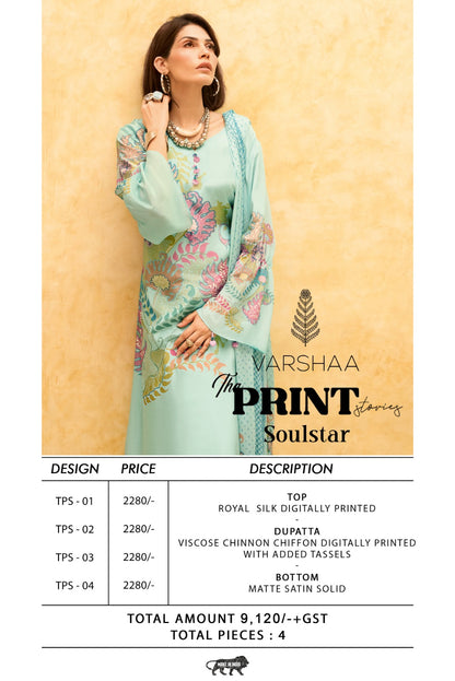 The Print Soulstar Varshaa Royal Silk Plazzo Style Suits Manufacturer India