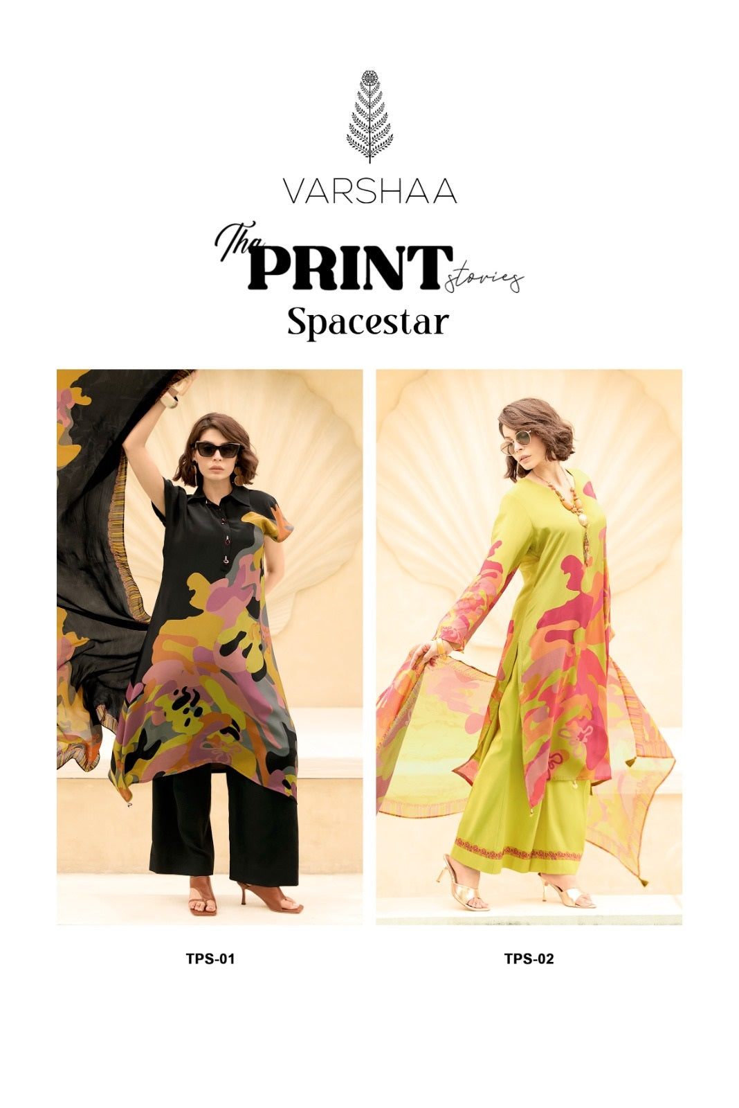 The Print Spacestar Varshaa Crape Silk Plazzo Style Suits Supplier Ahmedabad