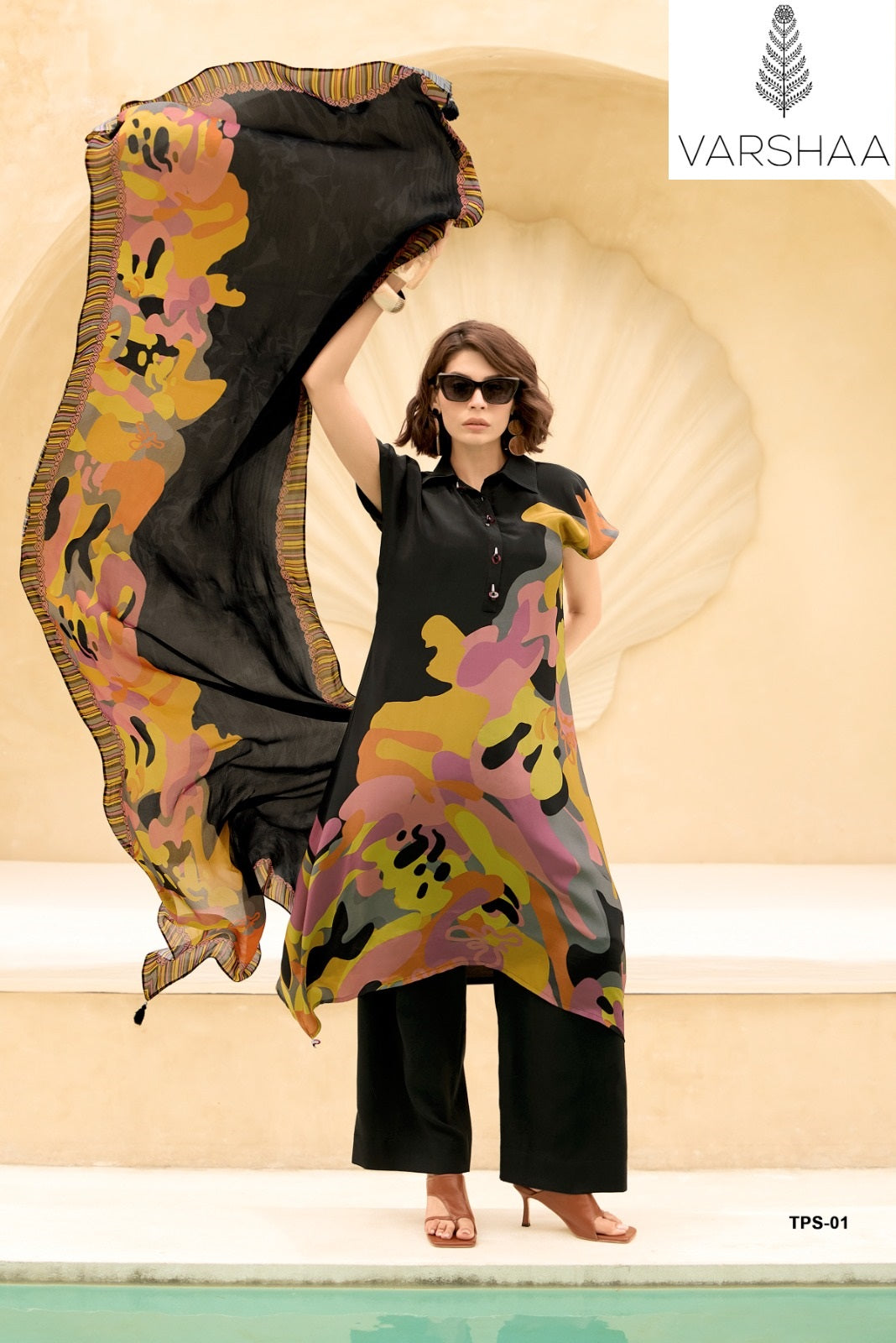 The Print Spacestar Varshaa Crape Silk Plazzo Style Suits Supplier Ahmedabad