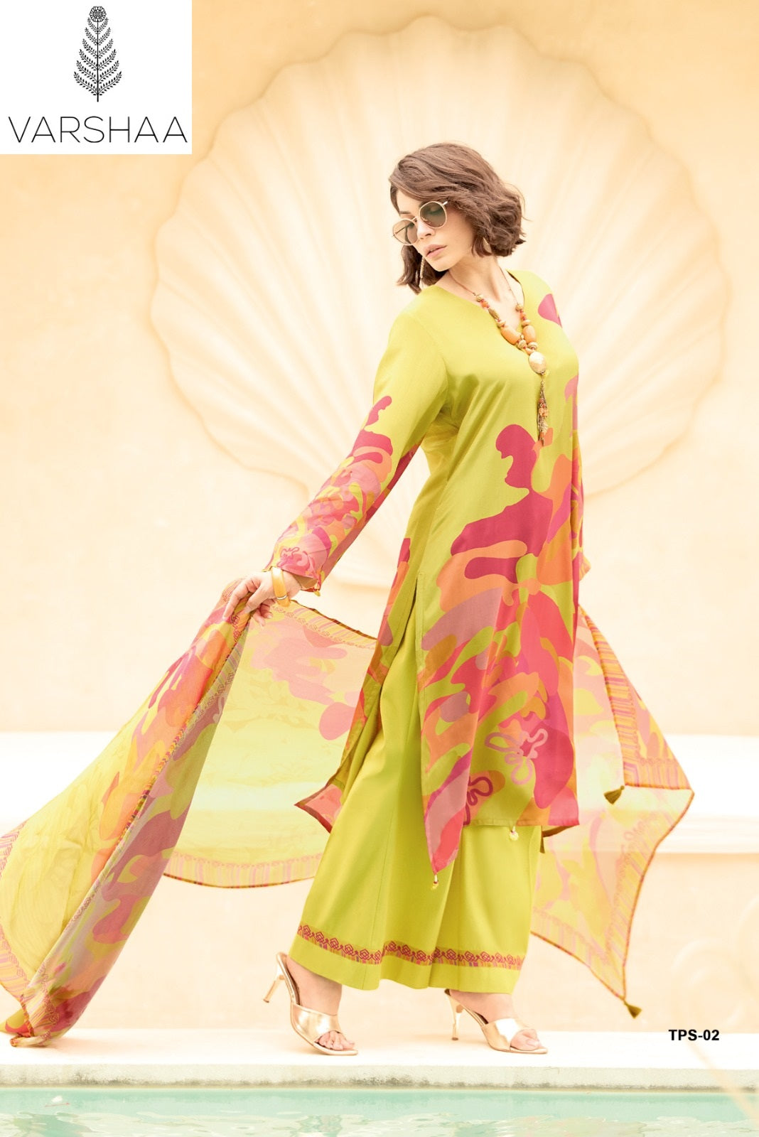 The Print Spacestar Varshaa Crape Silk Plazzo Style Suits Supplier Ahmedabad