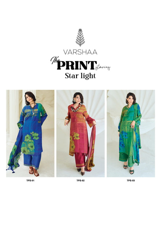The Print Star Light Varshaa Viscose Pant Style Suits Wholesale Price