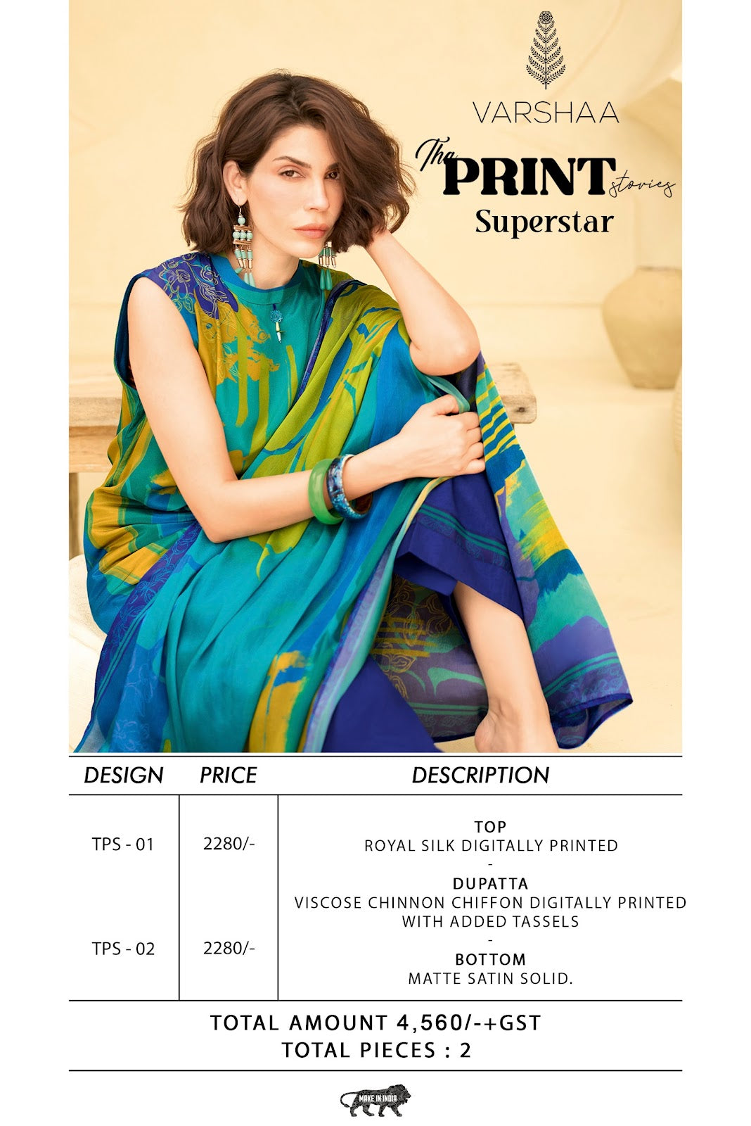 The Print Superstar Varshaa Silk Pant Style Suits Supplier