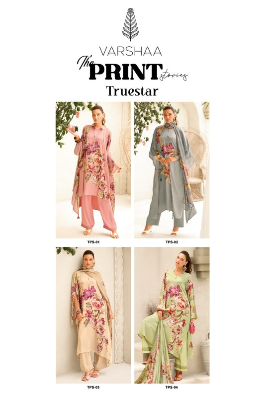 The Print True Star Varshaa Maison Satin Pant Style Suits Wholesaler India