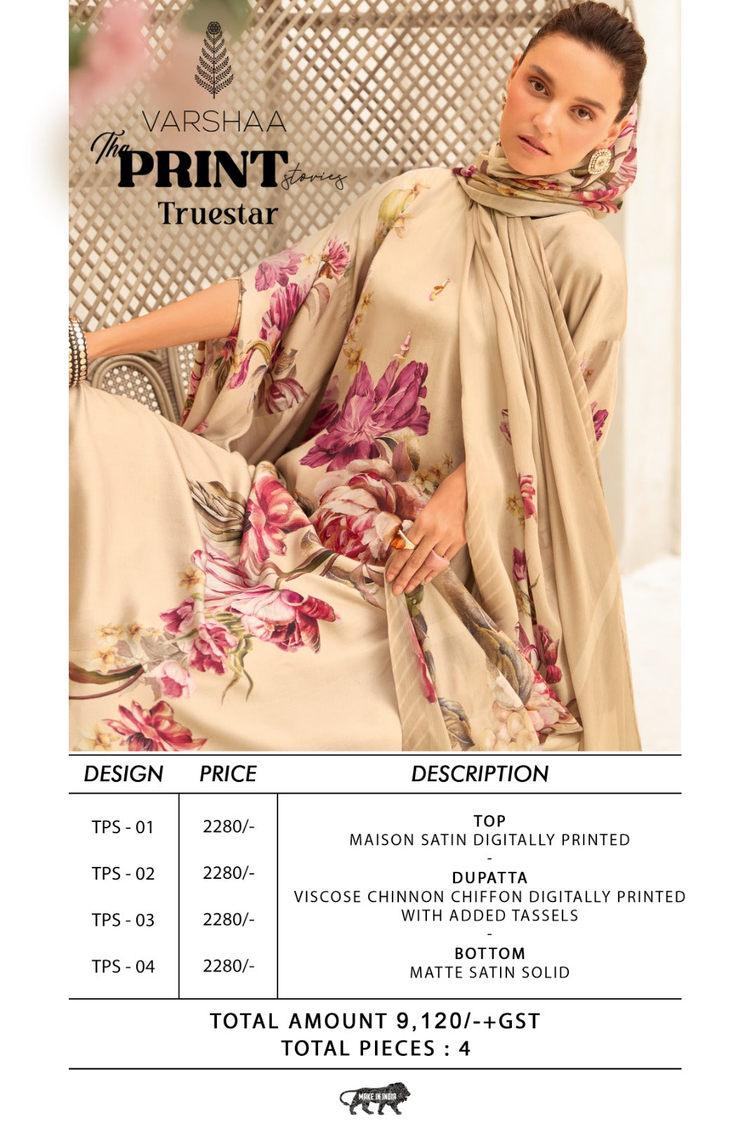 The Print True Star Varshaa Maison Satin Pant Style Suits Wholesaler India