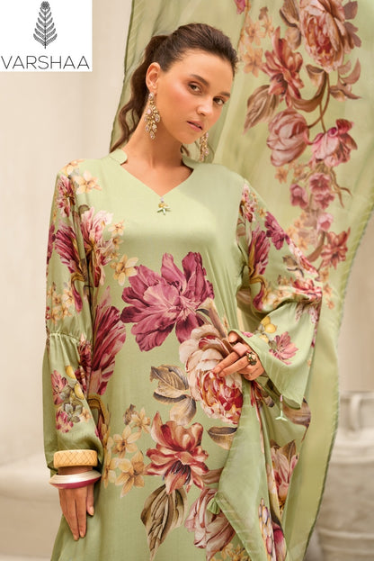 The Print True Star Varshaa Maison Satin Pant Style Suits Wholesaler India