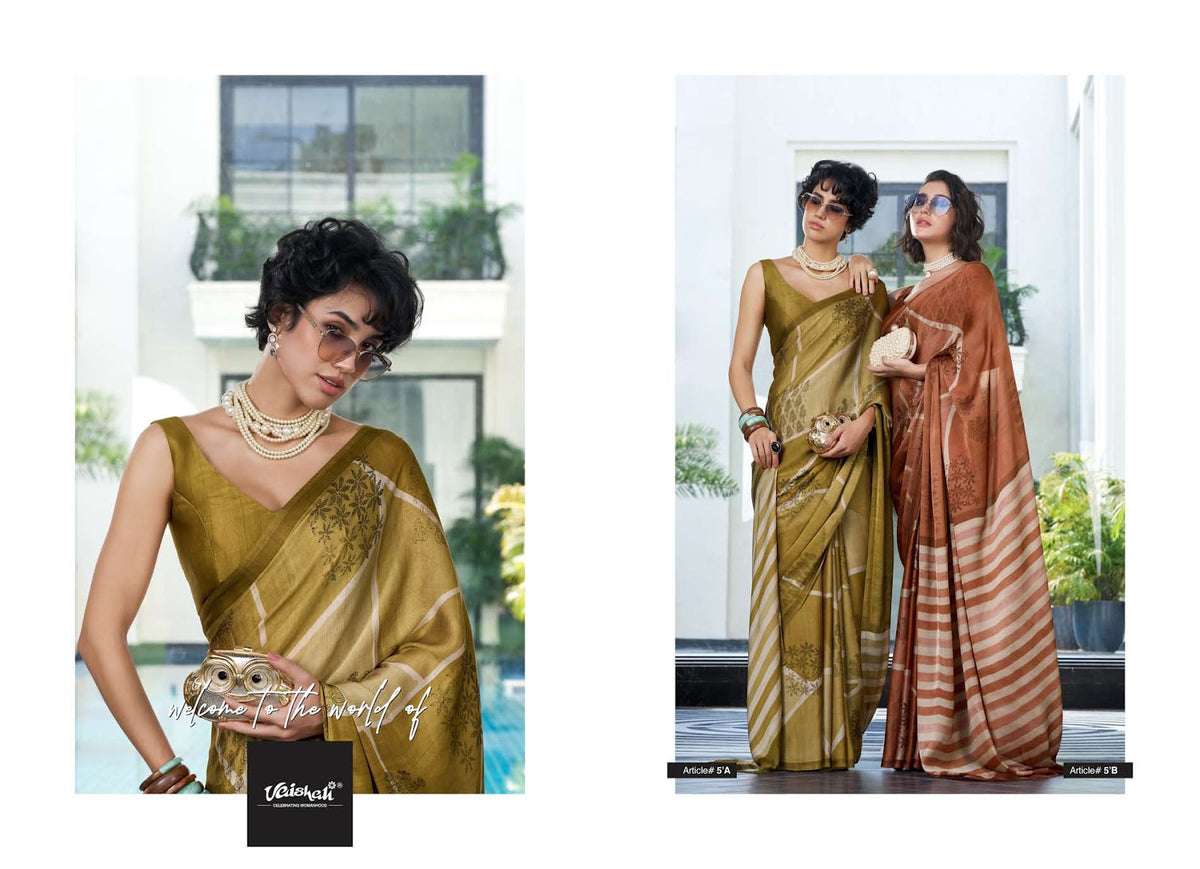 The Queendom Vaishali Fashions Pure Crape Sarees Manufacturer India