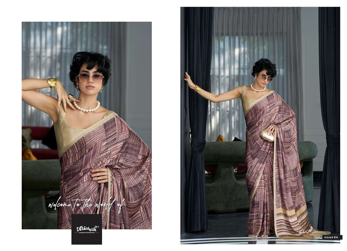 The Queendom Vaishali Fashions Pure Crape Sarees Manufacturer India