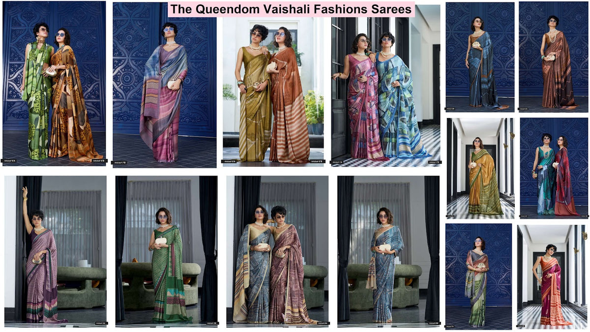 The Queendom Vaishali Fashions Pure Crape Sarees Manufacturer India