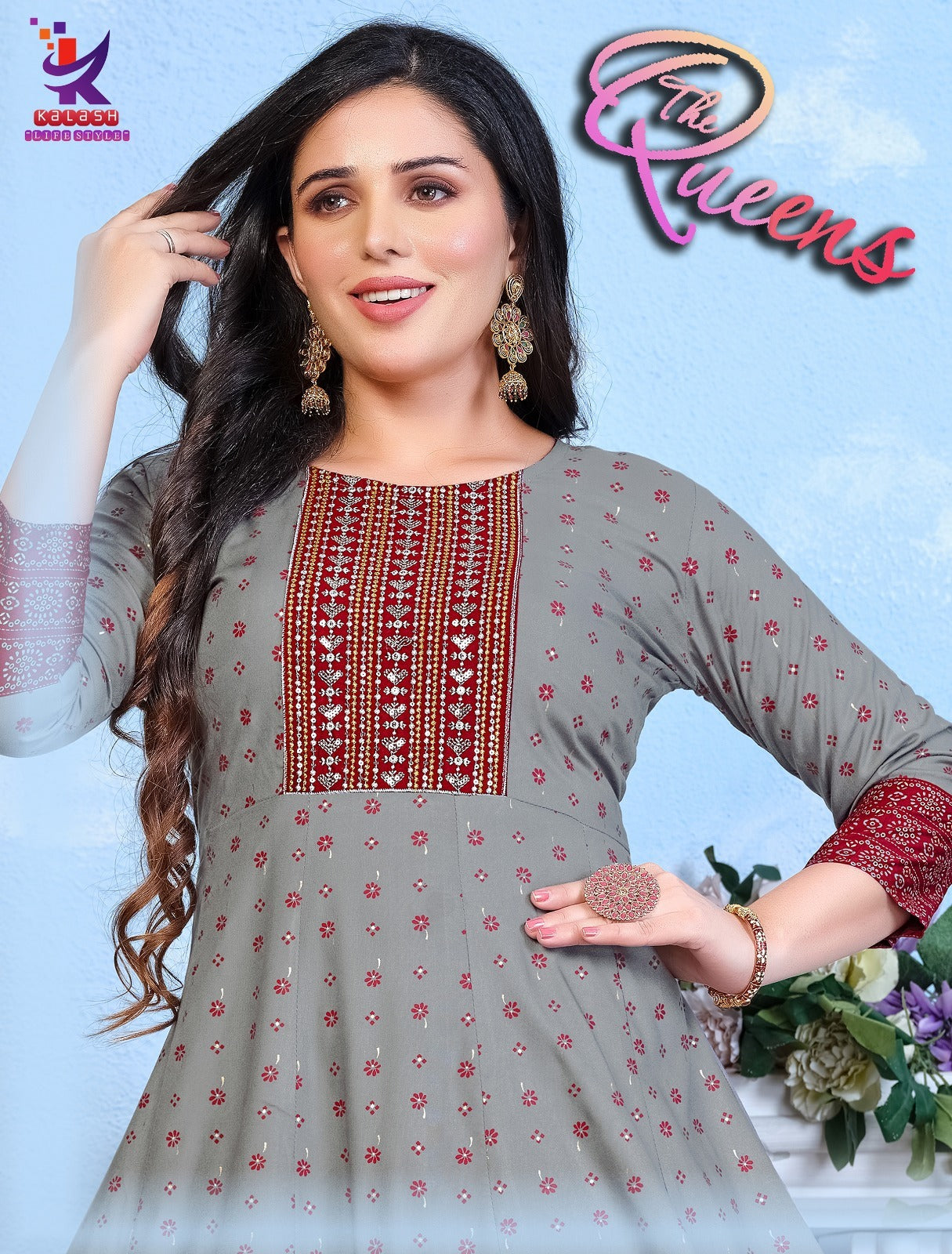 The Queens Mlm Kalash Lifestyle Rayon 14Kg Anarkali Kurtis Wholesaler