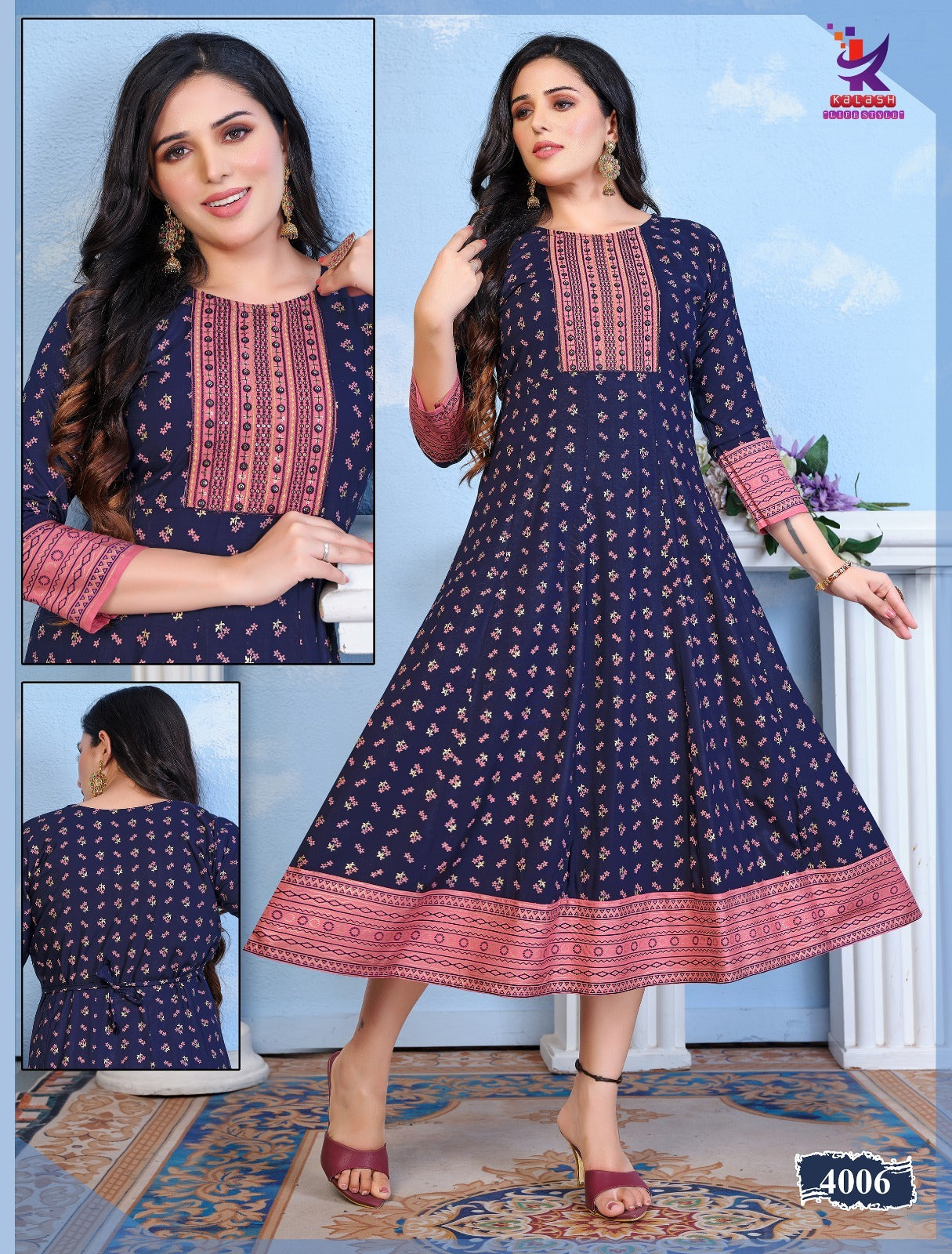 The Queens Mlm Kalash Lifestyle Rayon 14Kg Anarkali Kurtis Wholesaler