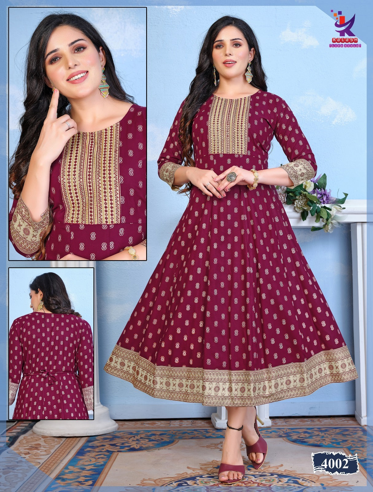 The Queens Mlm Kalash Lifestyle Rayon 14Kg Anarkali Kurtis Wholesaler