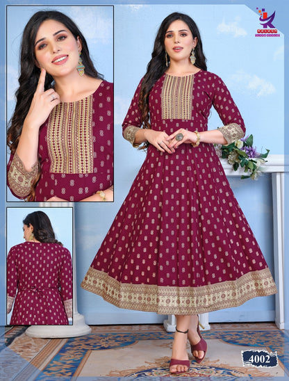 The Queens Mlm Kalash Lifestyle Rayon 14Kg Anarkali Kurtis Wholesaler