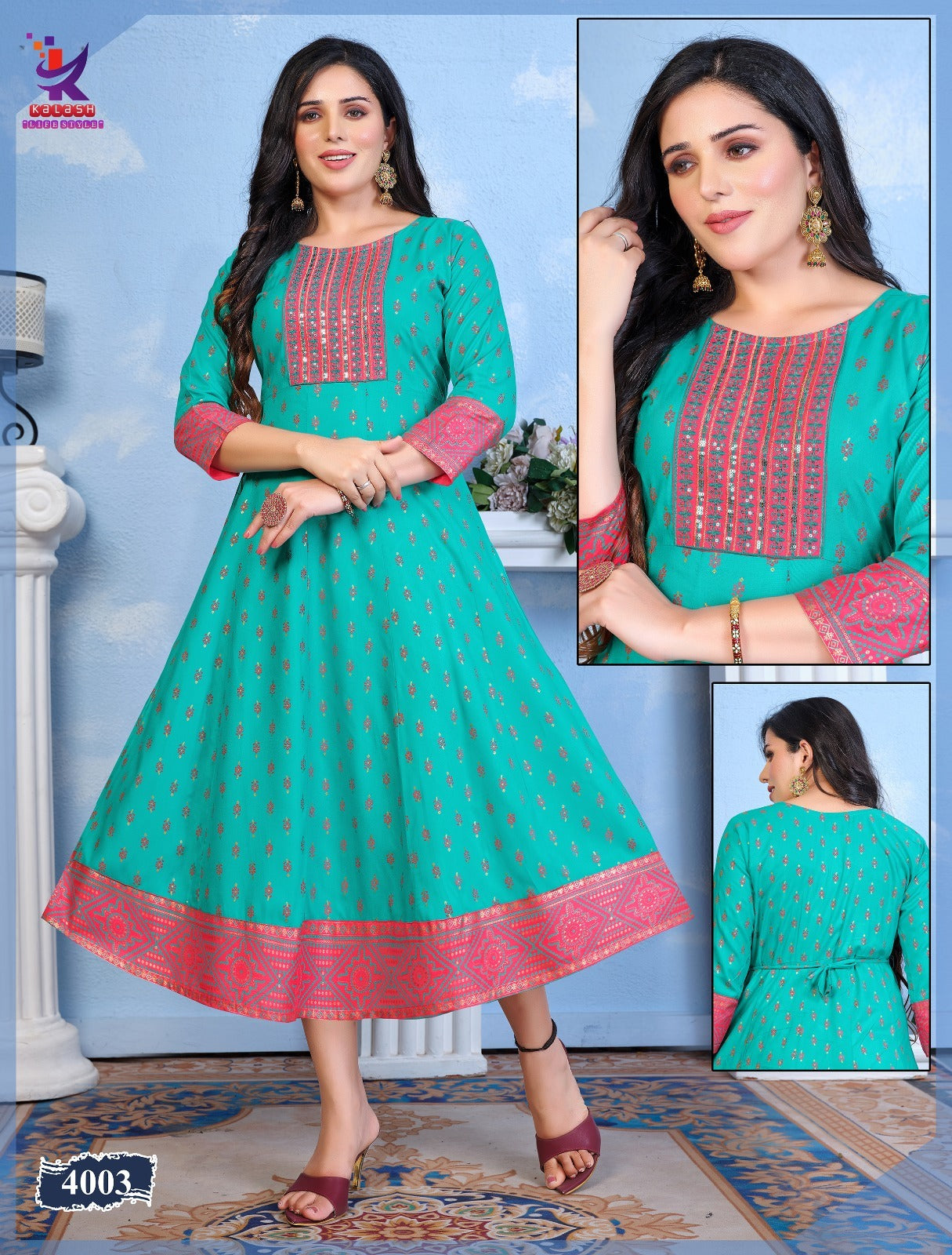 The Queens Mlm Kalash Lifestyle Rayon 14Kg Anarkali Kurtis Wholesaler