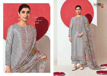 The Silk Rangati Prints Jacquard Pant Style Suits Wholesaler Ahmedabad