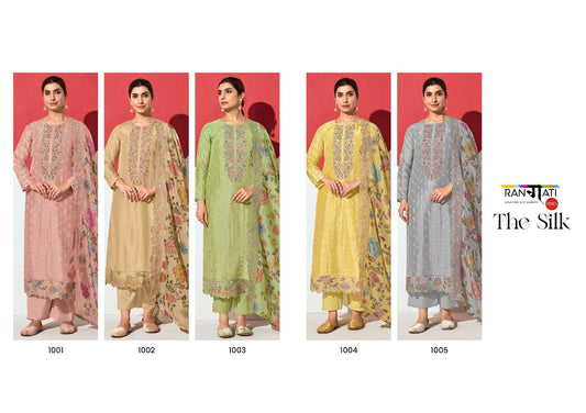 The Silk Rangati Prints Jacquard Pant Style Suits Wholesaler Ahmedabad