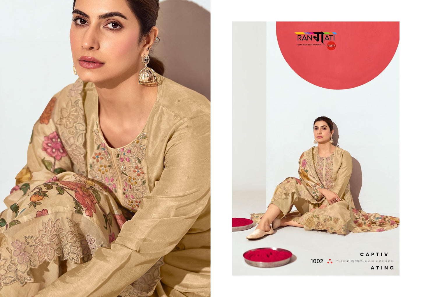 The Silk Rangati Prints Jacquard Pant Style Suits Wholesaler Ahmedabad