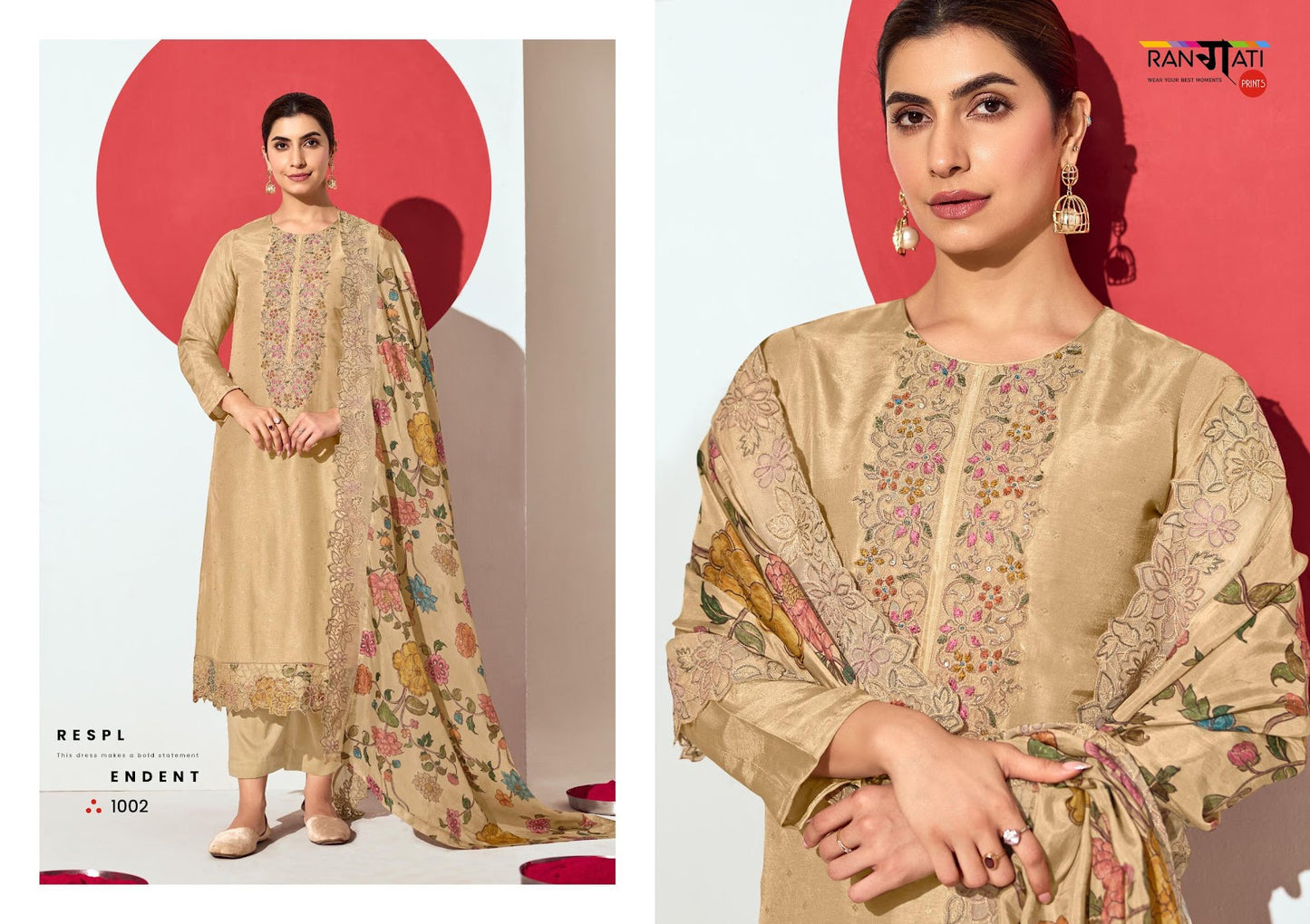 The Silk Rangati Prints Jacquard Pant Style Suits Wholesaler Ahmedabad